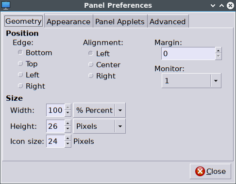 Panel Preferences_LXDE